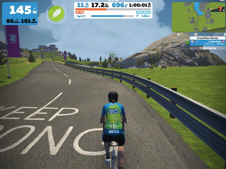 A digital rendering of Lea on her virtual Tour de France 