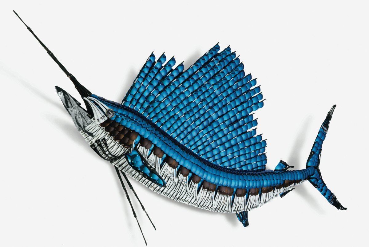 Blue fish with long horn