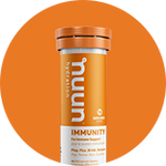 Tube of Nuun Immunity against an orange background